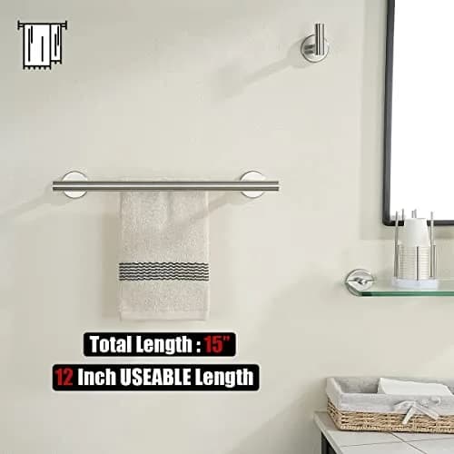 JQK Double Towel Bar 30cm (12 Inch Usable) Brushed Stainless Steel | Rust-Proof Wall Mount for Bathrooms thumbnail 3