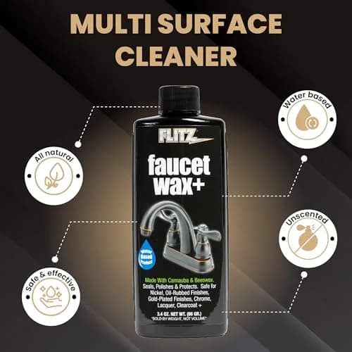 FLITZ Faucet Wax Plus - 3.4oz USA-Made Water-Based Metal & Granite Polish for Water Stains & Fingerprints thumbnail 3