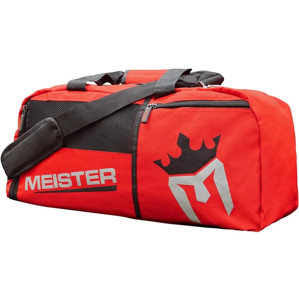 Meister Vented Convertible Duffel Backpack Gym Bag 26 x 12 x 12 inches | Converts to Backpack, Ventilated, Carry-On Size — Red