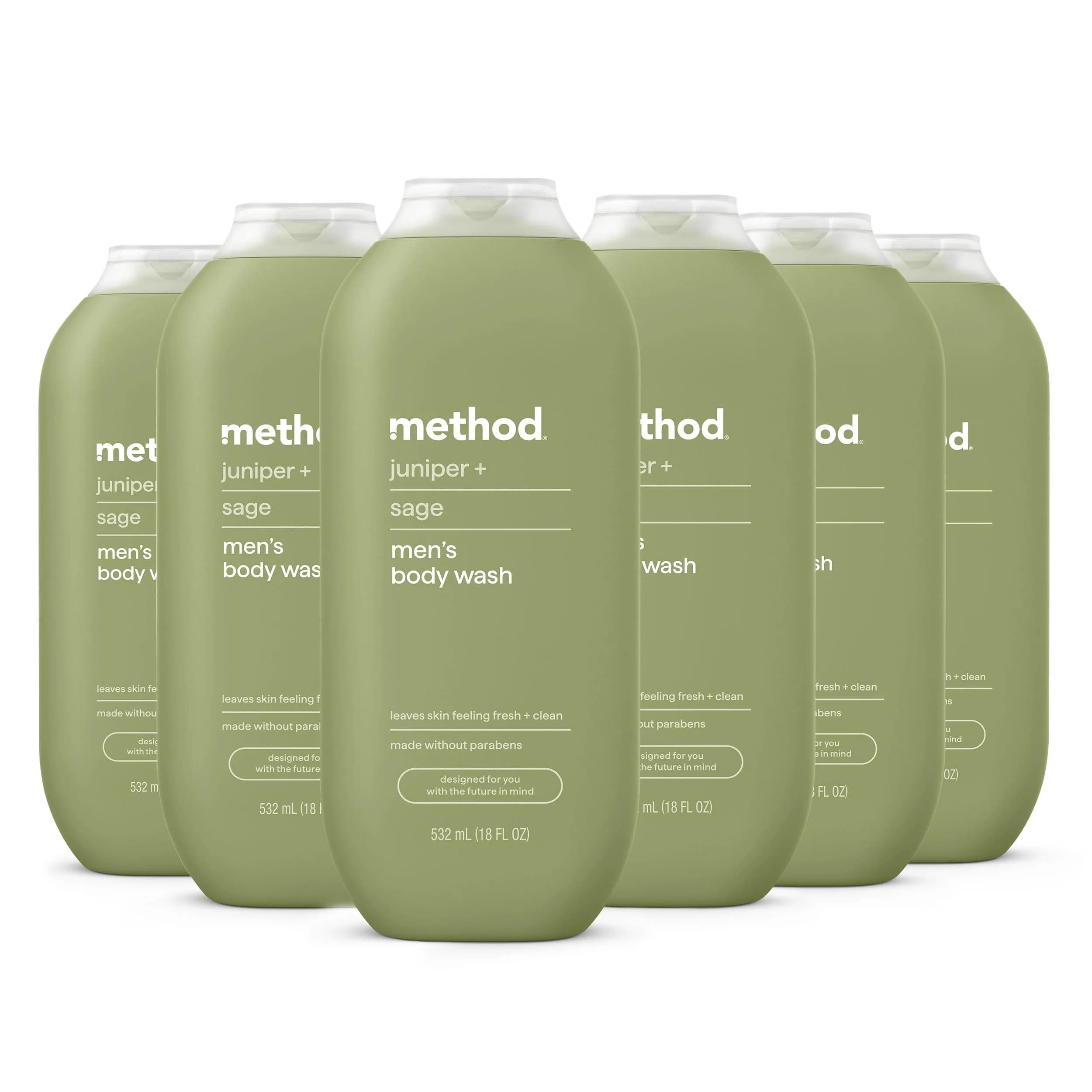 Method Men’s Body Wash Glacier + Granite 18 fl oz | Rich, Creamy Lather for All Skin Types — Juniper + Sage / 18 Fl Oz