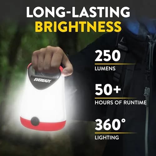 Eveready Red Electric Camping Lantern X-250 | 100 Hour Runtime, Water Resistant thumbnail 2