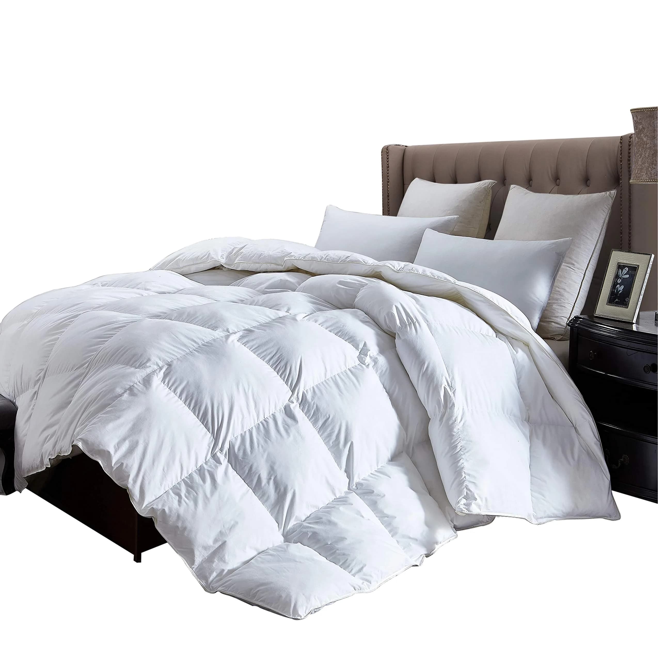 Egyptian Cotton Factory Store King Size Comforter | All Season Lightweight Down & Feather Fill, 42 oz, 1200 Thread Count, Egyptian Cotton, White - main product image