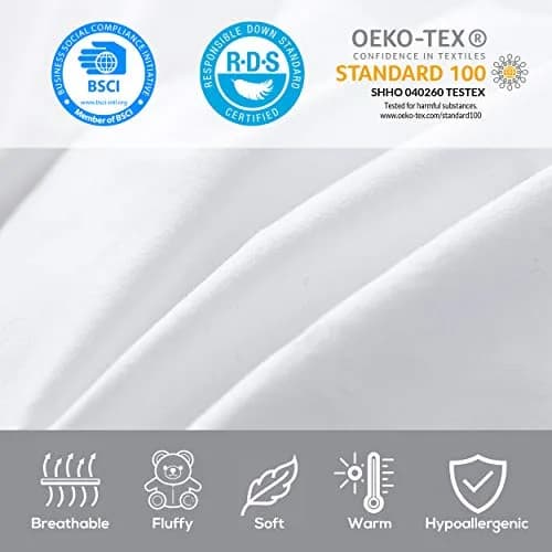 Egyptian Cotton Factory Store King Size Comforter | All Season Lightweight Down & Feather Fill, 42 oz, 1200 Thread Count, Egyptian Cotton, White thumbnail 7