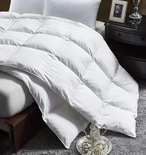 Egyptian Cotton Factory Store King Size Comforter | All Season Lightweight Down & Feather Fill, 42 oz, 1200 Thread Count, Egyptian Cotton, White thumbnail 3