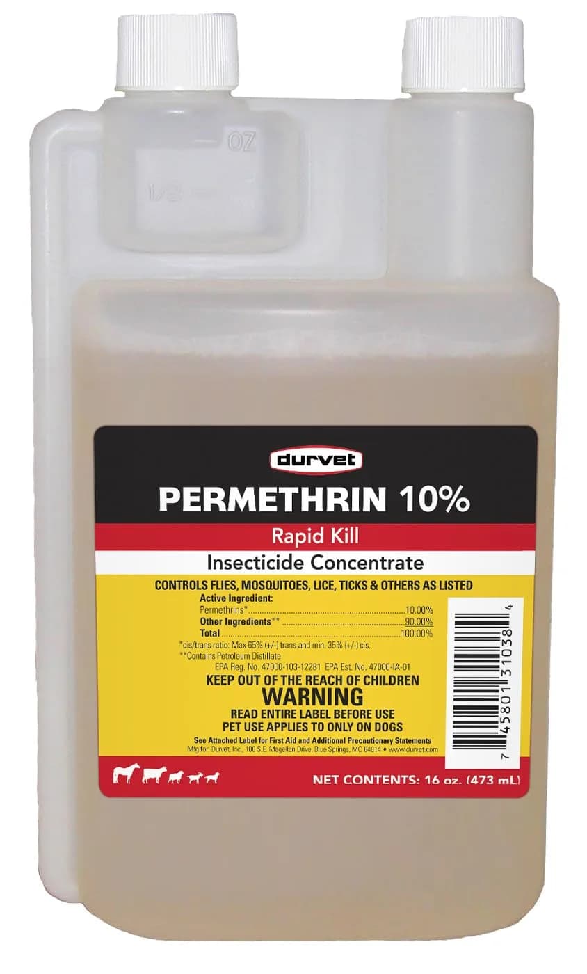 Durvet Permethrin Concentrate 10% Insecticide 473ml (16 Fl Oz) | Fast-Acting Insect Control for Dogs & Premises - main product image