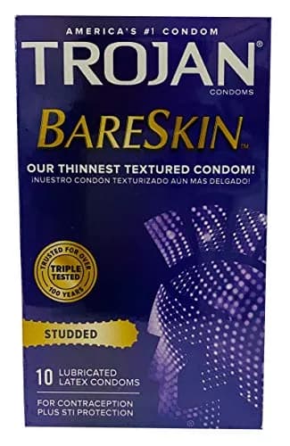 Trojan BareSkin Studded Latex Condoms - 40 Count (Pack of 10) | Maximum Sensitivity & Stimulation thumbnail 1