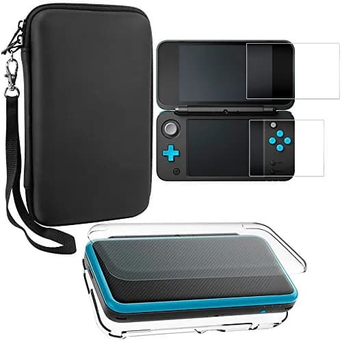 AFUNTA Crystal Clear Case & EVA Carrying Case with Screen Protectors for New 2DS XL | 2-Piece Set thumbnail 1