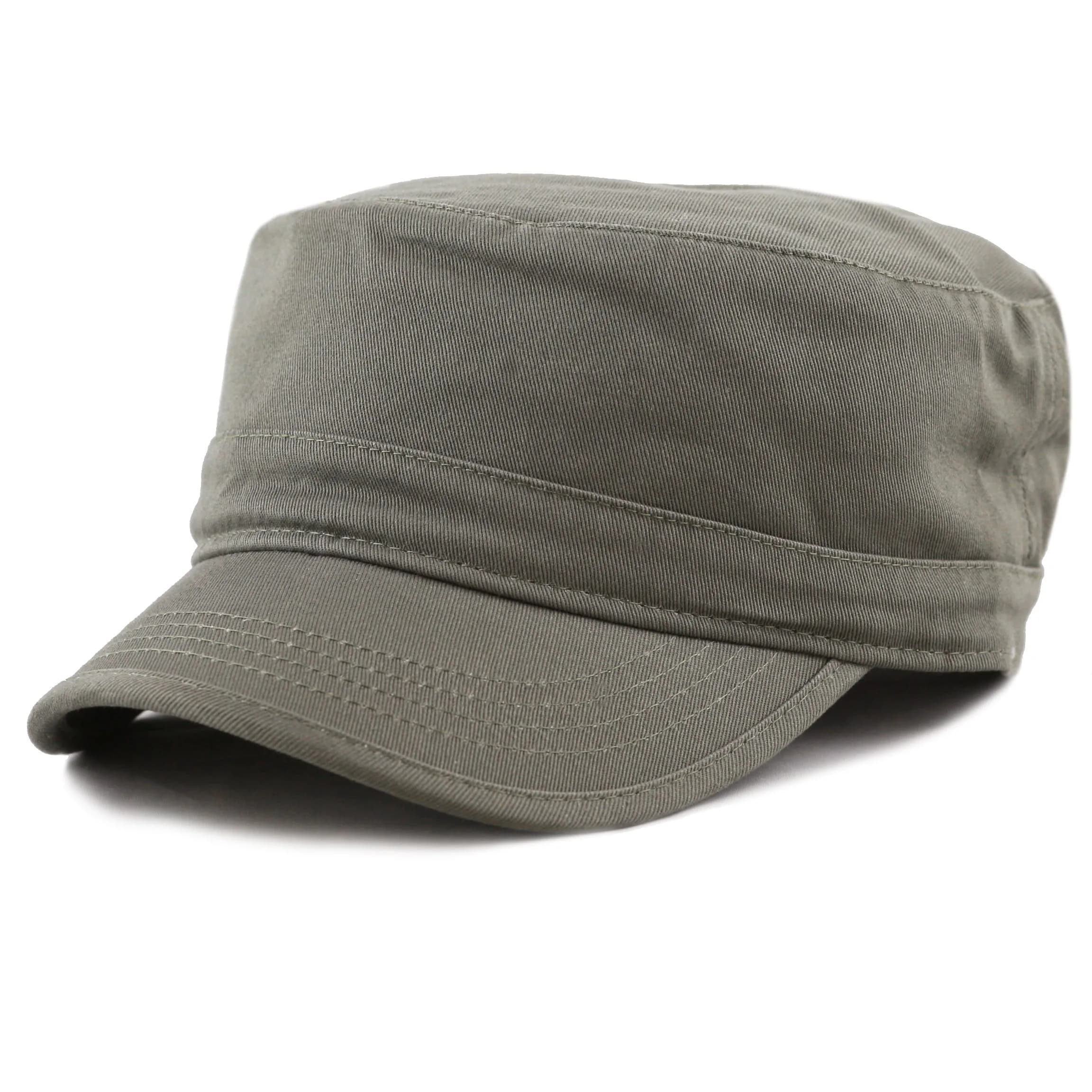 The Hat Depot Cadet Military Army Washed Cotton Cap Black | UPF 15 Sun Protection — 1. Basic - Olive