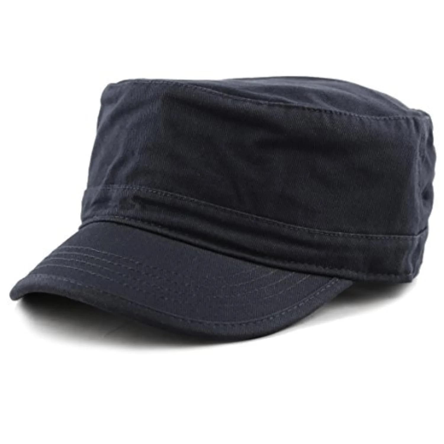 The Hat Depot Cadet Military Army Washed Cotton Cap Black | UPF 15 Sun Protection — 1. Basic - Navy