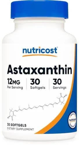 Nutricost Astaxanthin (12mg) 30 Softgels | Gluten-Free Nutritional Supplement for Wellness thumbnail 1