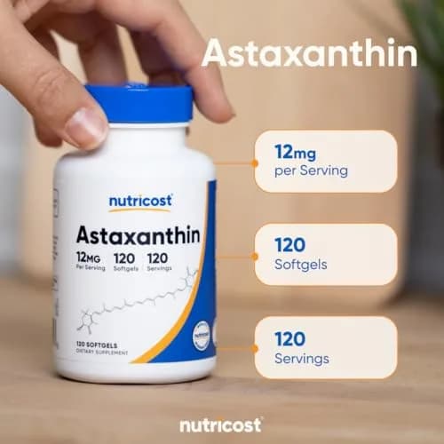 Nutricost Astaxanthin 12mg | 120 Softgels, Unflavored, Gluten-Free, GMO-Free thumbnail 6
