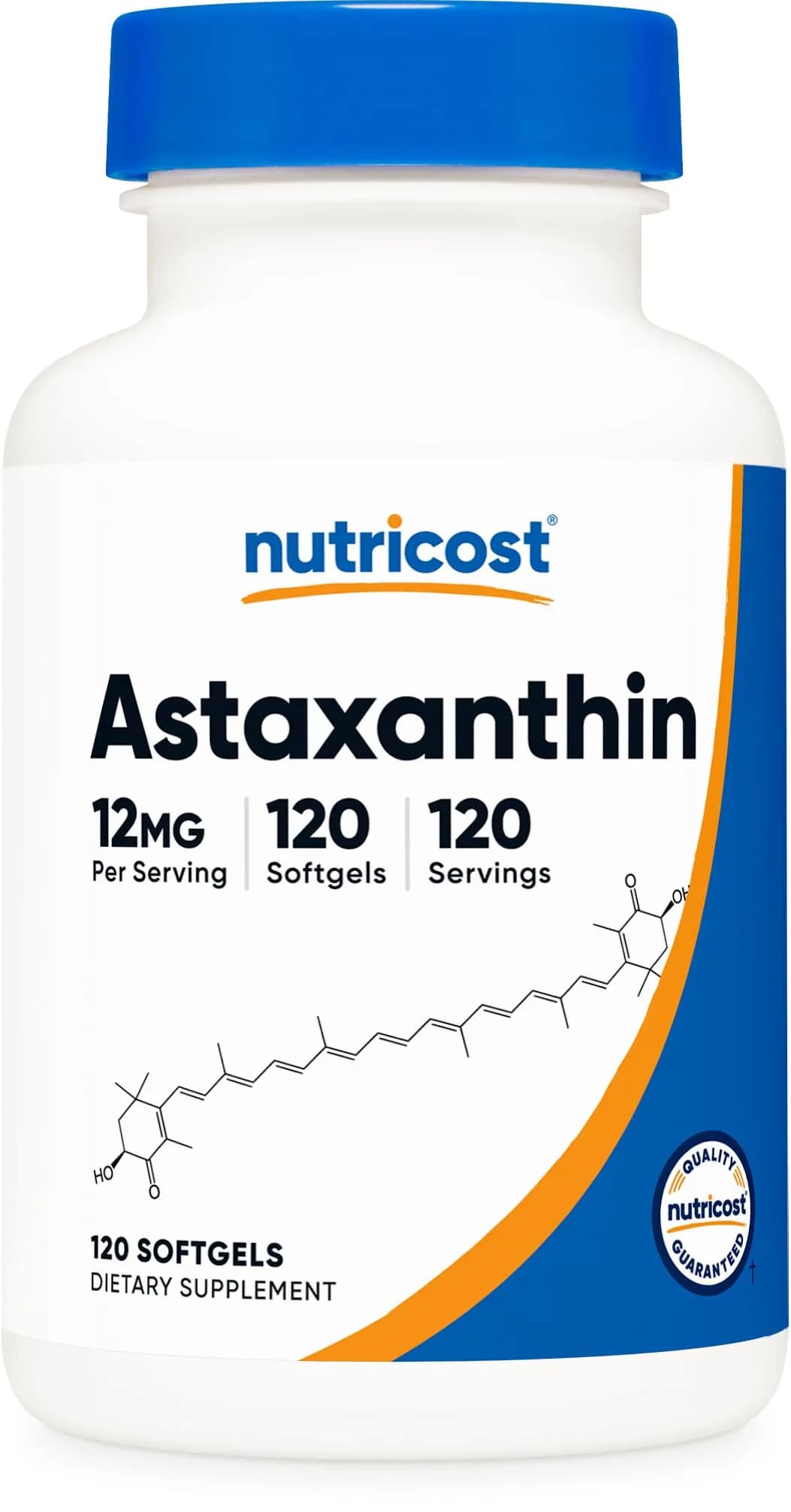 Nutricost Astaxanthin 12mg | 120 Softgels, Unflavored, Gluten-Free, GMO-Free - main product image