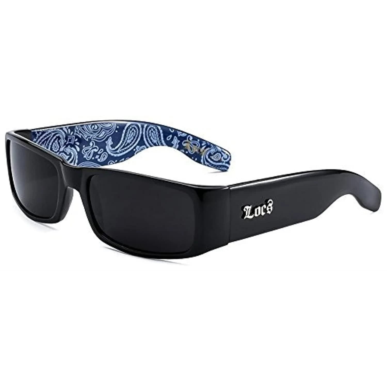 Locs 9006 Hardcore Gangster Sunglasses - Original Black | UV400 Protection — Blue Bandana