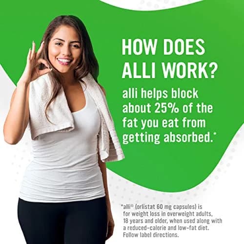 alli Weight Loss Supplement, Orlistat 60 mg Capsules | Fat Blocker for Adults thumbnail 2