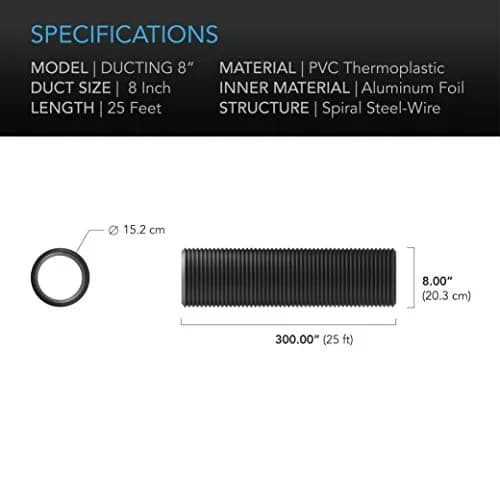 AC Infinity Flexible 8-Inch Aluminum Ducting 25 Feet | Durable, Leak-Resistant Ventilation Solution thumbnail 5
