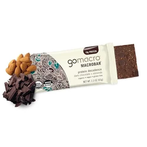 GoMacro Organic Dark Chocolate Almond Macrobar 2.3oz (65g) | 10g Protein Snack Bar thumbnail 2
