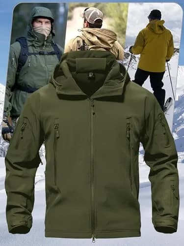 TACVASEN Men's Fleece Softshell Jacket Waterproof Winter Tactical Hooded | Outdoor & Casual thumbnail 2
