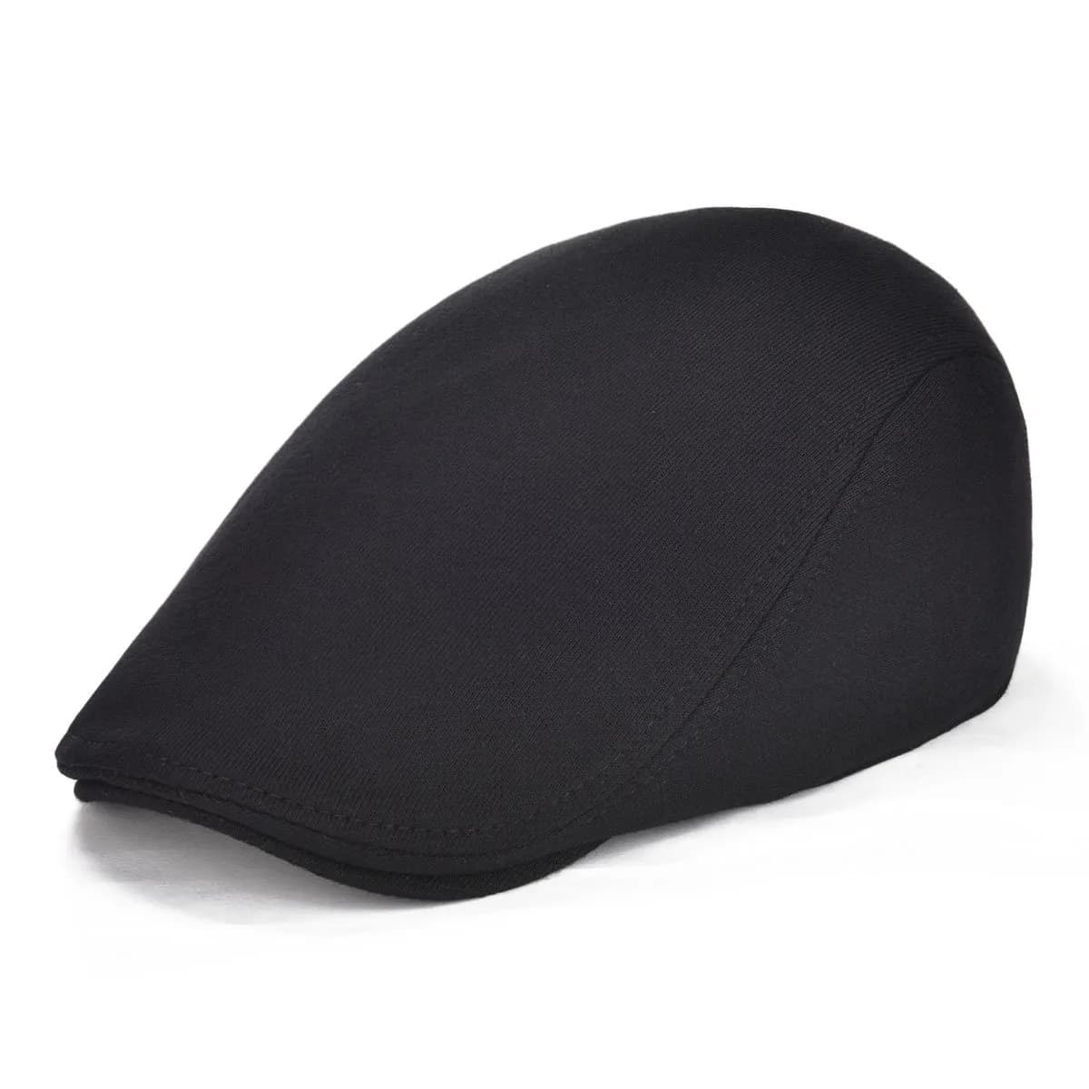VOBOOM Men's Cotton Flat Ivy Gatsby Newsboy Driving Hat Cap (Style2-Black) | One Size Fits 58-60cm - main product image