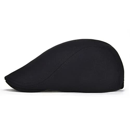 VOBOOM Men's Cotton Flat Ivy Gatsby Newsboy Driving Hat Cap (Style2-Black) | One Size Fits 58-60cm thumbnail 2