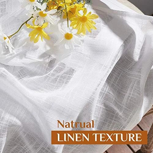 NICETOWN Faux Linen Sheer Curtains 52"W x 45"L | Privacy & Light Filtering with Elegant Design thumbnail 2