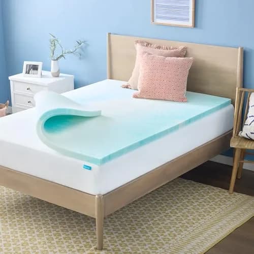 Linenspa 2 Inch Swirl Gel Memory Foam Mattress Topper | Cooling, Full Size thumbnail 1