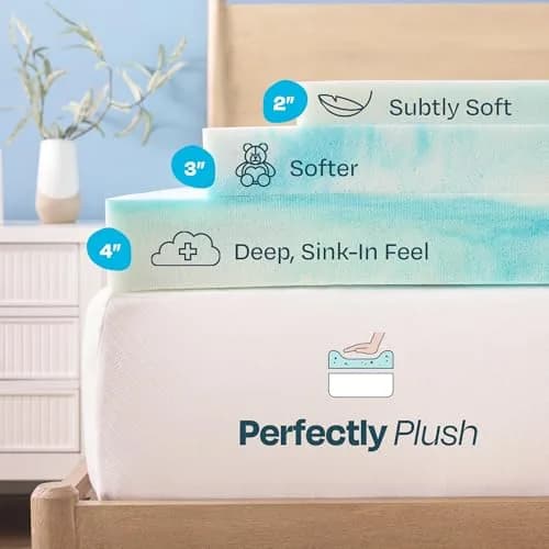 Linenspa 2 Inch Swirl Gel Memory Foam Mattress Topper | Cooling, Full Size thumbnail 4
