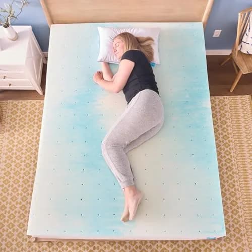 Linenspa 2 Inch Swirl Gel Memory Foam Mattress Topper | Cooling, Full Size thumbnail 9