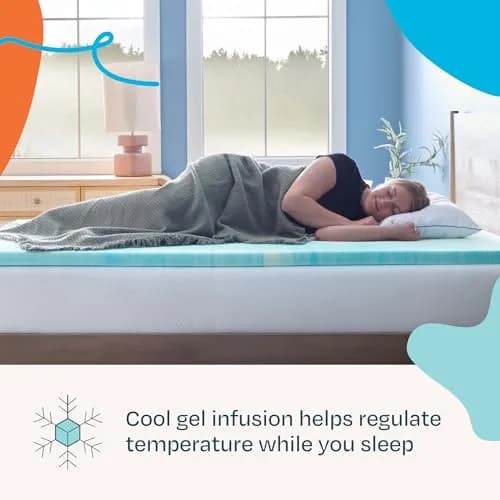Linenspa 2 Inch Swirl Gel Memory Foam Mattress Topper | Cooling, Full Size thumbnail 2