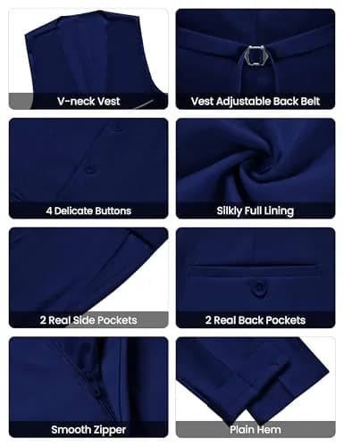 WULFUL Men’s Slim Fit Suit 3-Piece Blue | Modern Business & Wedding Attire thumbnail 6
