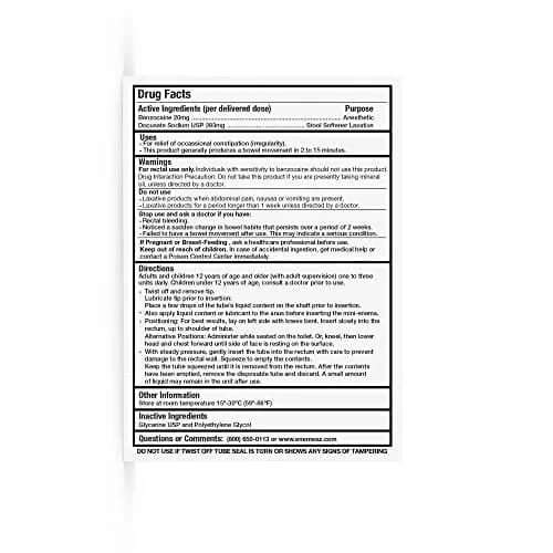 Enemeez Plus Mini Enemas 5ml | Constipation Relief with Docusate Sodium & Benzocaine thumbnail 2