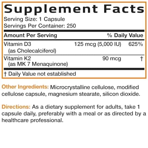Bronson Vitamin K2 D3 Complex 250 Capsules thumbnail 8