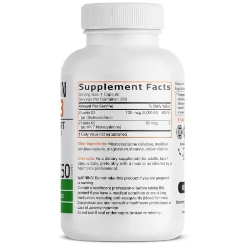 Bronson Vitamin K2 D3 Complex 250 Capsules thumbnail 2