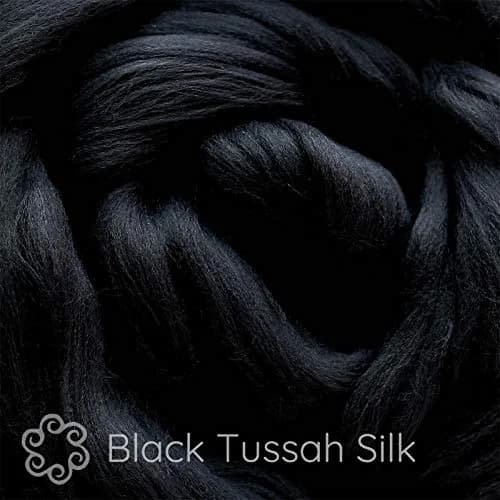 Living Dreams Yarn Glossy Black Tussah Silk Fiber for Spinning, Blending, Felting | Premium Grade, 50g thumbnail 2