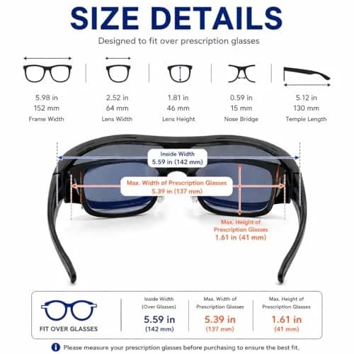 JIANGTUN Oversized Cover Prescription Sunglasses | Warp Around Polarized Fitover UV Protection thumbnail 2