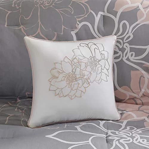 Madison Park Sateen Cotton Comforter Set, 7PC Cal King | Floral Medallion Design, All Season, OEKO-TEX Certified thumbnail 8