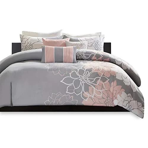 Madison Park Sateen Cotton Comforter Set, 7PC Cal King | Floral Medallion Design, All Season, OEKO-TEX Certified thumbnail 9