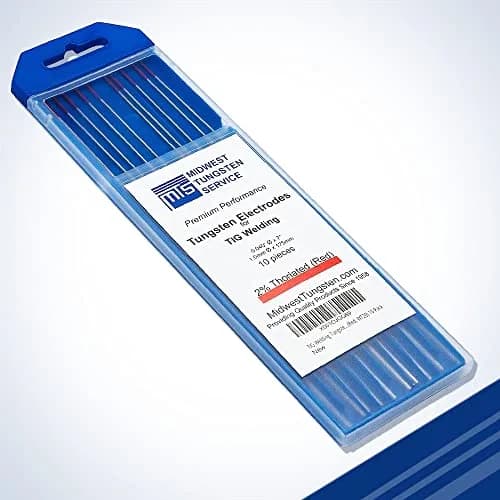 Midwest Tungsten Service Red 0.040" TIG Tungsten Electrodes 10-Pack | Reliable Arc-Striking for DC Welding thumbnail 1