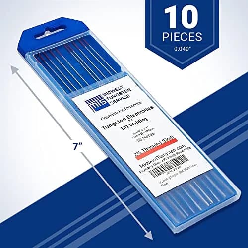 Midwest Tungsten Service Red 0.040" TIG Tungsten Electrodes 10-Pack | Reliable Arc-Striking for DC Welding thumbnail 2