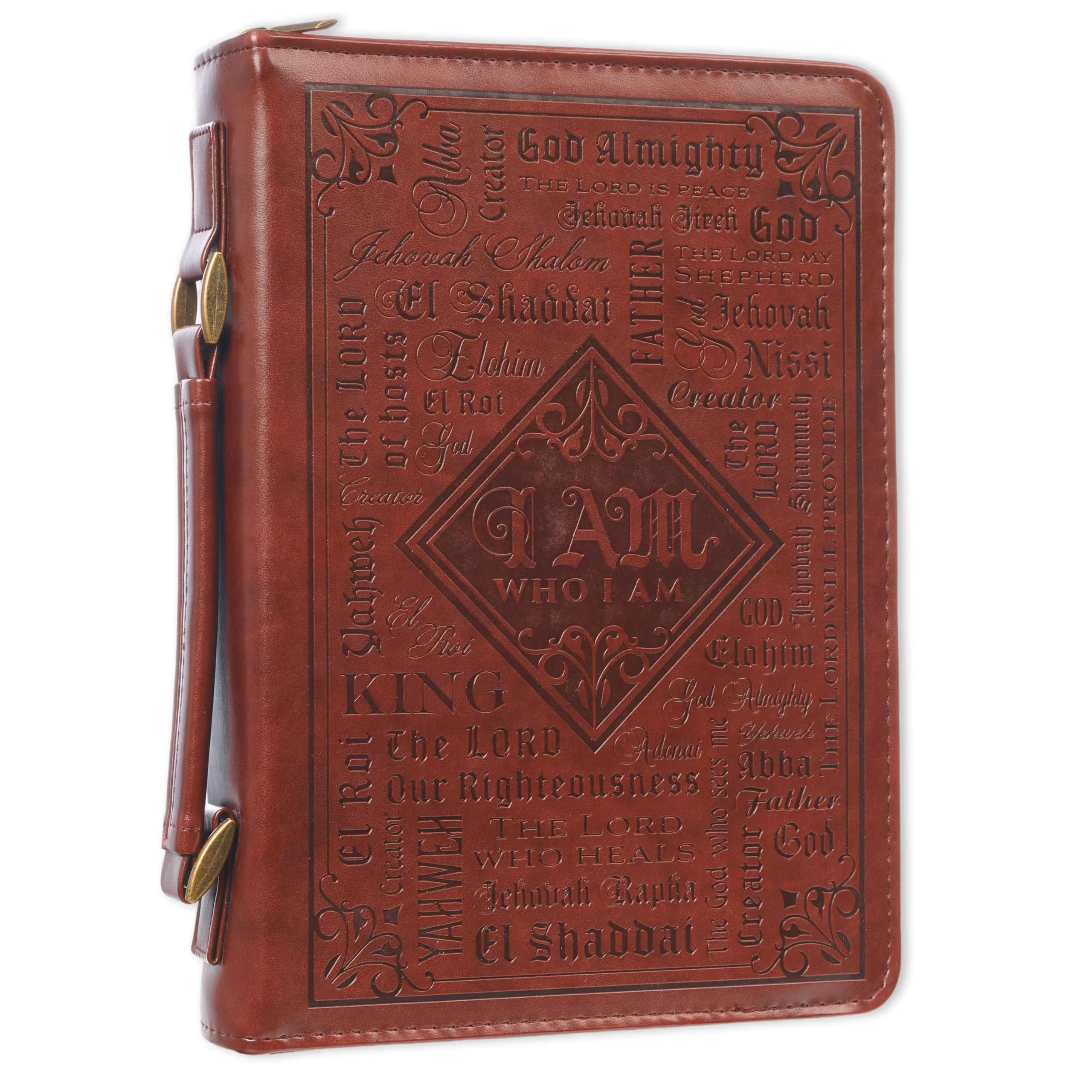 Christian Art Gifts Brown Faux Leather Bible Cover for Men & Women | Exodus 34:6 Scripture Case - main product image