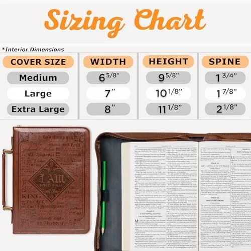 Christian Art Gifts Brown Faux Leather Bible Cover for Men & Women | Exodus 34:6 Scripture Case thumbnail 6