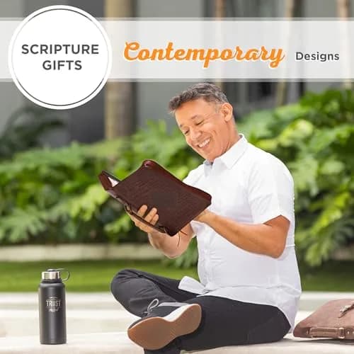 Christian Art Gifts Brown Faux Leather Bible Cover for Men & Women | Exodus 34:6 Scripture Case thumbnail 7