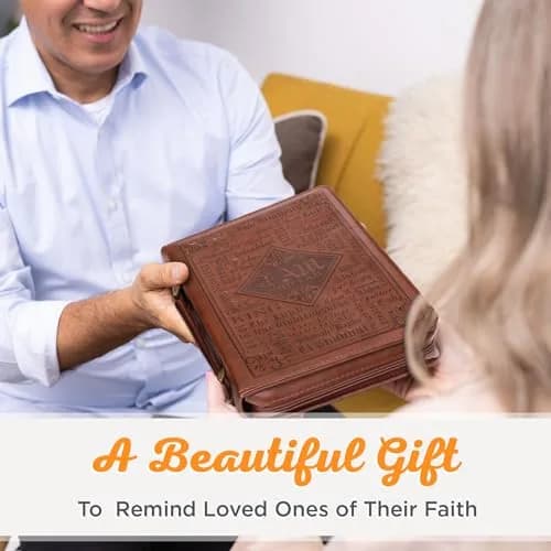 Christian Art Gifts Brown Faux Leather Bible Cover for Men & Women | Exodus 34:6 Scripture Case thumbnail 9