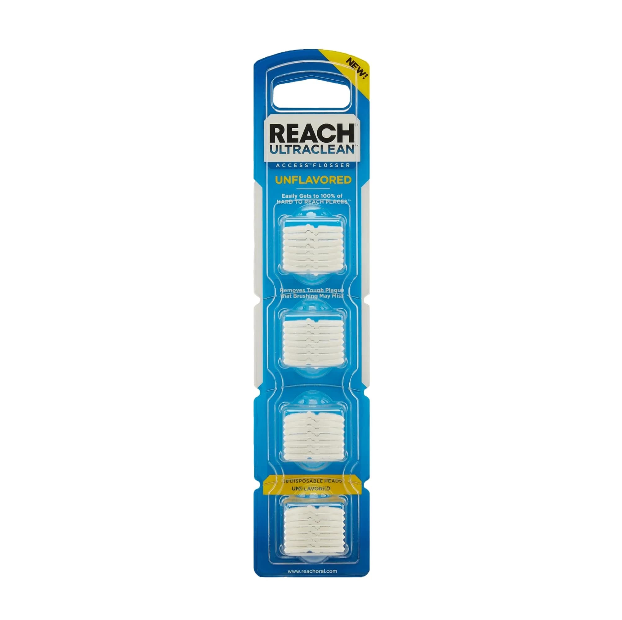 REACH Ultraclean Access Flosser Refill Heads, Unflavored, 28 Count | Plaque Remover for Hard to Reach Areas
