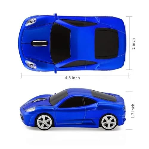 Jinfili Wireless Car Mouse 2.4GHz Optical USB Receiver 10m Range | Blue thumbnail 2