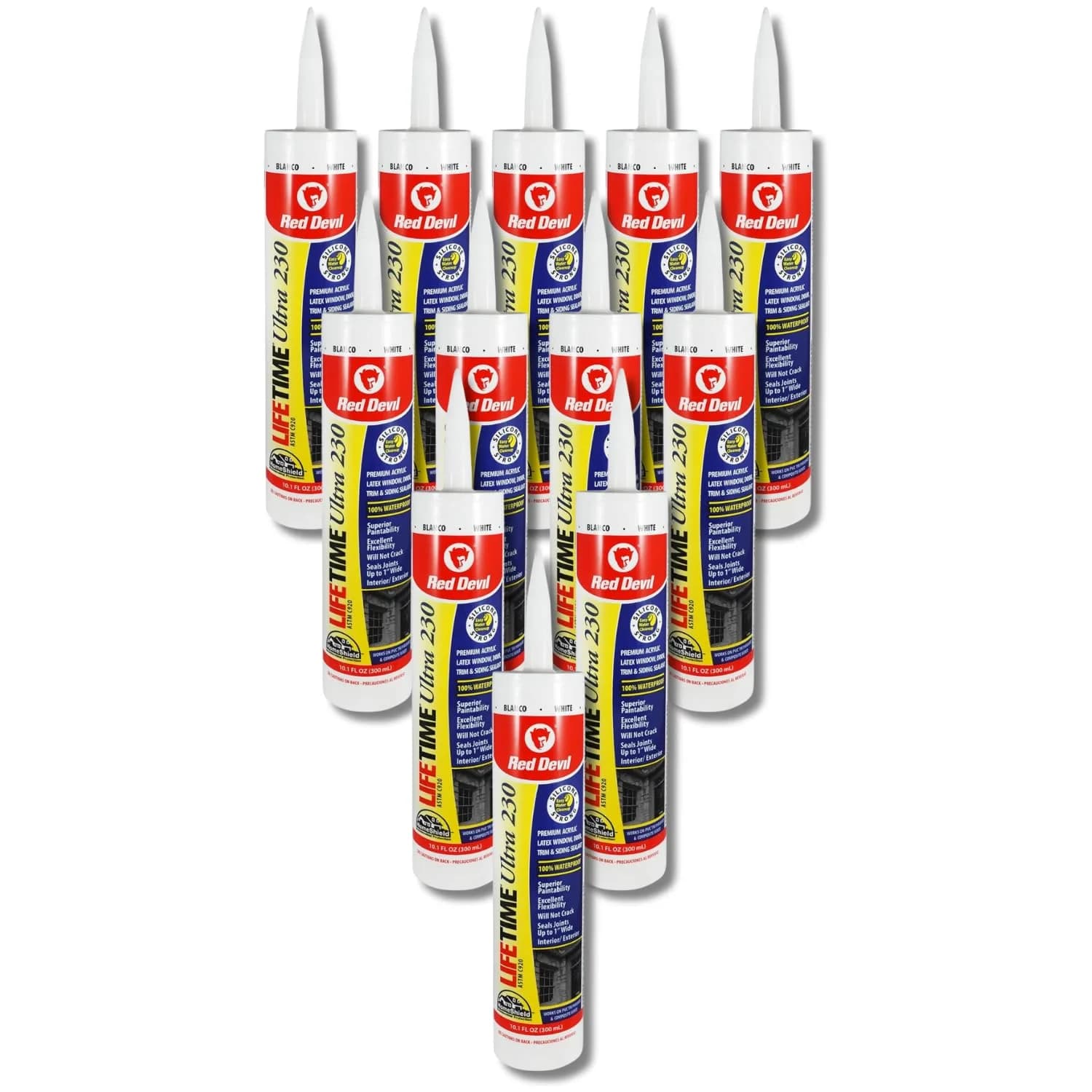 Red Devil Lifetime Ultra Premium Elastomeric Acrylic Latex Sealant, White, 10.1 oz Pack of 12 | Lifetime Durability Guarantee — White