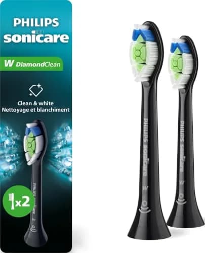 Philips Sonicare W DiamondClean Brush Heads Black 2-Pack (6 Month Supply) | Clinically Tested Whitening & Plaque Removal thumbnail 1