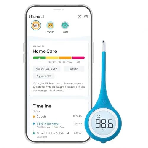 Kinsa QuickCare Smart Digital Thermometer with Bluetooth & App | FDA Cleared for Oral, Rectal, Armpit Use | Kinsa Blue thumbnail 1