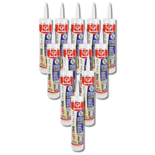 Red Devil Lifetime Ultra Premium Elastomeric Acrylic Latex Sealant Clear 10.1 oz (299 ml) Pack of 12 | Fire Barrier Caulk for Through-Penetration — 12-Pack