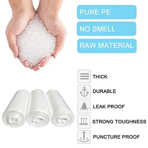 SOSOHOME Clear Trash Bags 6 Gallon (15 L) | 75 Counts, Fits 5-6 Gallon Bins thumbnail 3