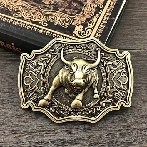 QUKE Bronze Long Horn Bull Rodeo Western Cowboy Belt Buckle For Men | Fits 38mm Belts thumbnail 3